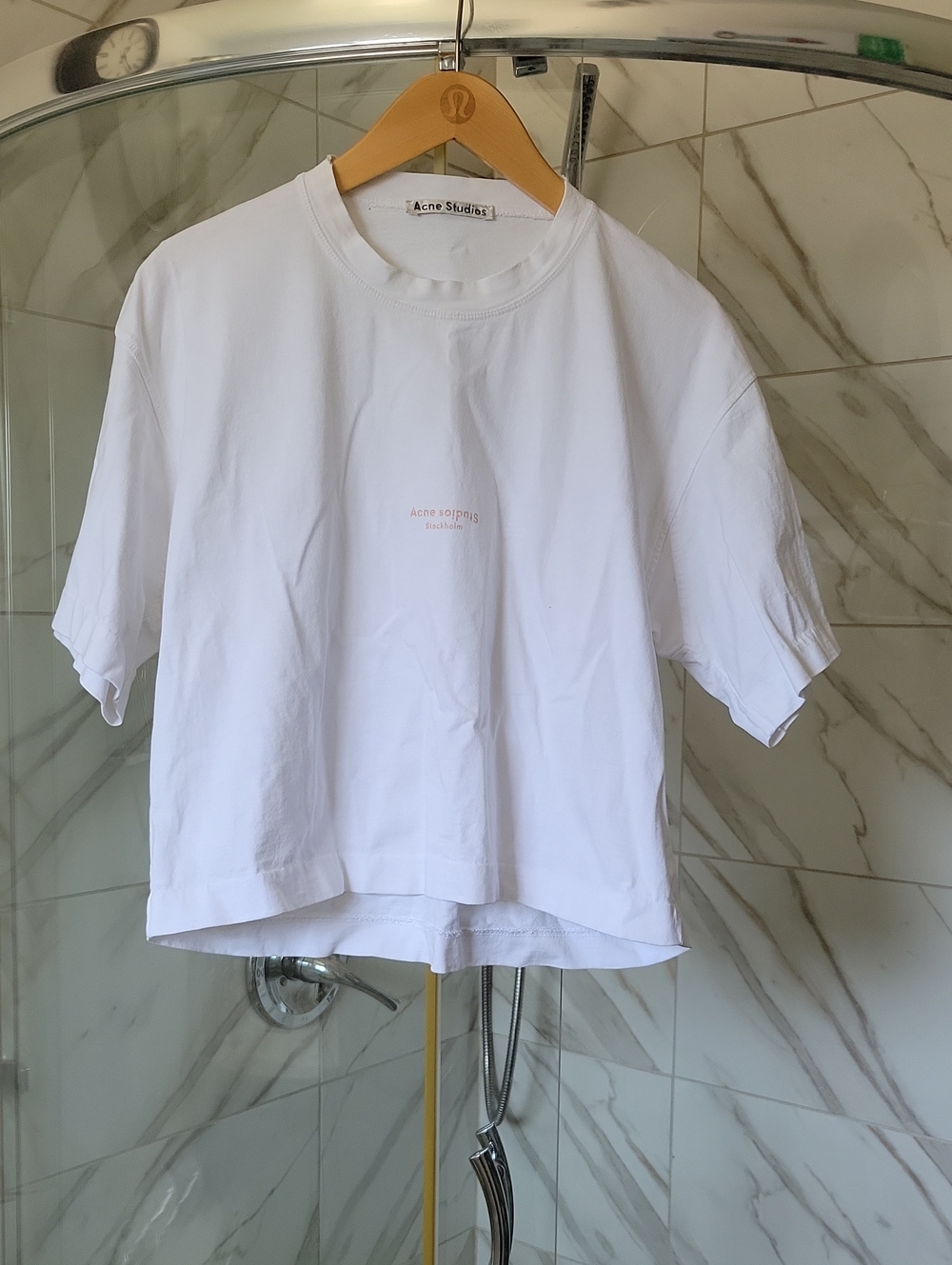 Acne Kids White Tee with Subtle Pink Logo